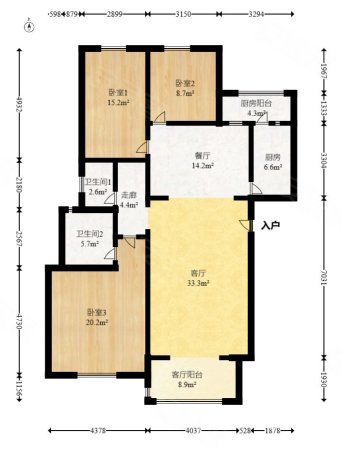 鑫远湘府华城(北区)3室2厅2卫134.05㎡南北140万