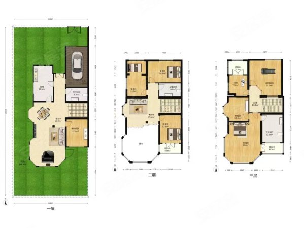 一栋洋房大联排别墅边户门口院里可停三辆车餐厅挑空