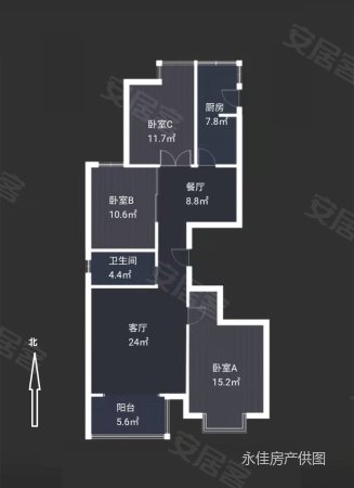 苏秀苑3室1厅1卫129.47㎡南北120万