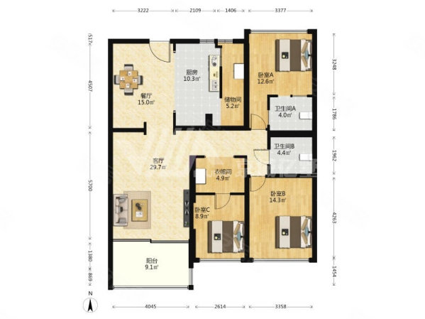 京城雅居3室2厅2卫168㎡南北660万