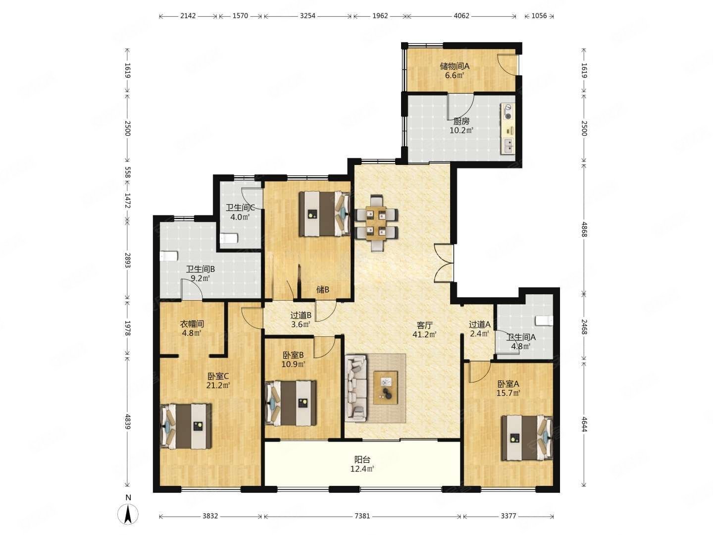保利天悦大平层户型全新未住高楼层阳光好