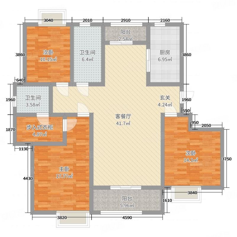 龙湖国际城3室2厅1卫111㎡南北62.8万