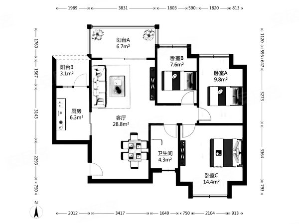 【多图】碧桂园凤凰城凤馨苑,凤凰城租房,凤馨苑 八街北向三房 保养好