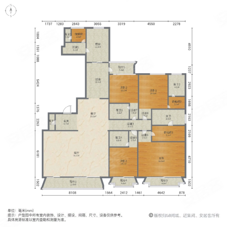 瀚海观象5室2厅6卫340㎡南896万