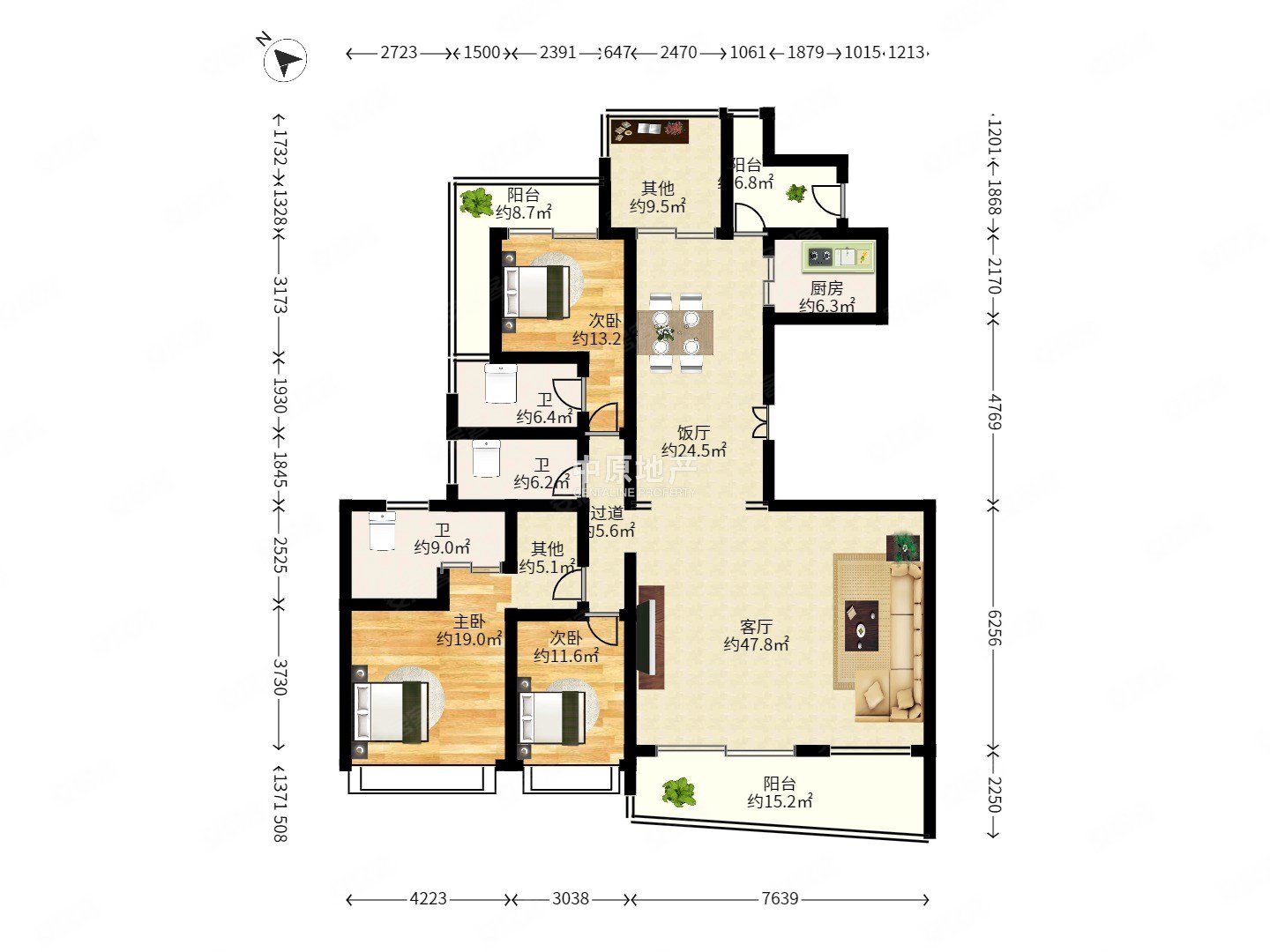 金众西关海4室2厅3卫247.1㎡西南1688万