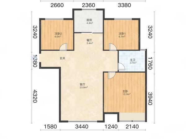 青岛李沧九水路北京城建龙樾湾北京城建龙樾湾 3室2厅1卫 2600.