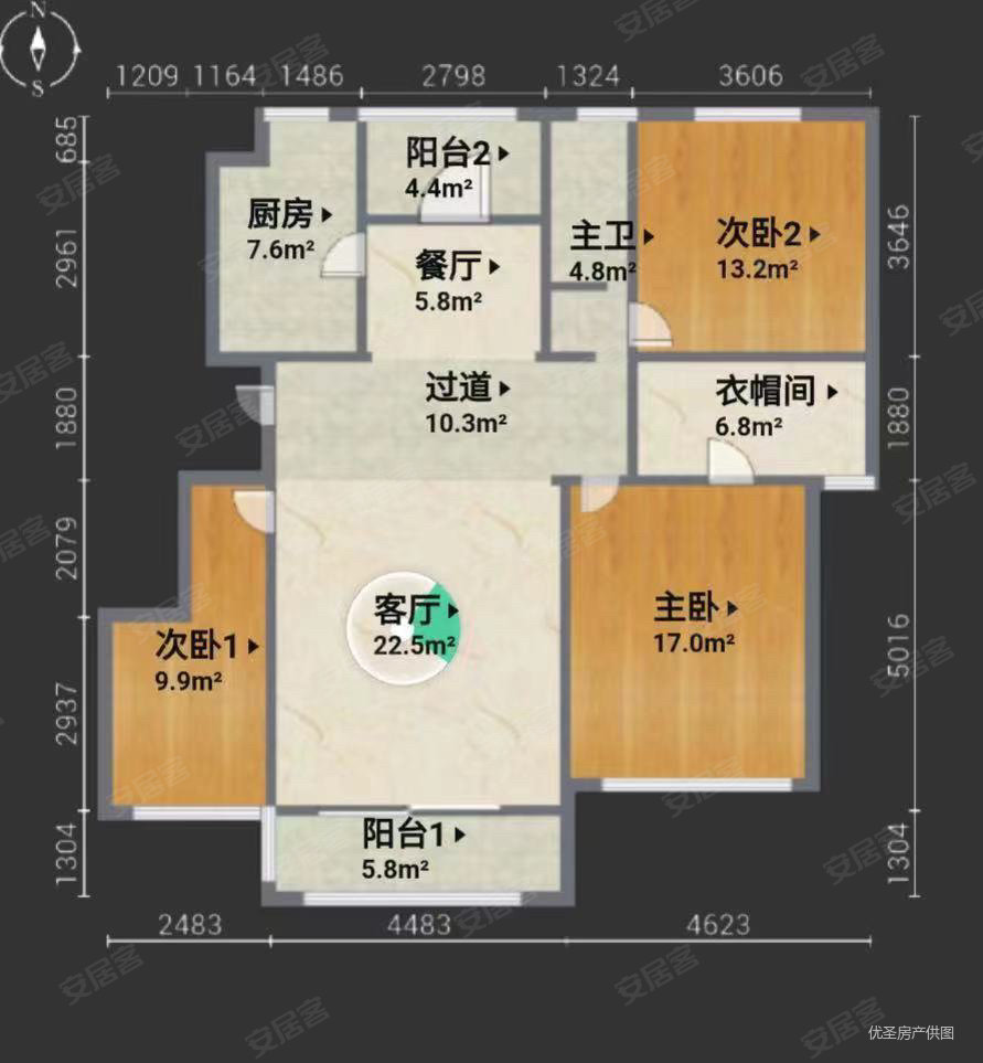 植物园小区3室2厅1卫115㎡南北43万