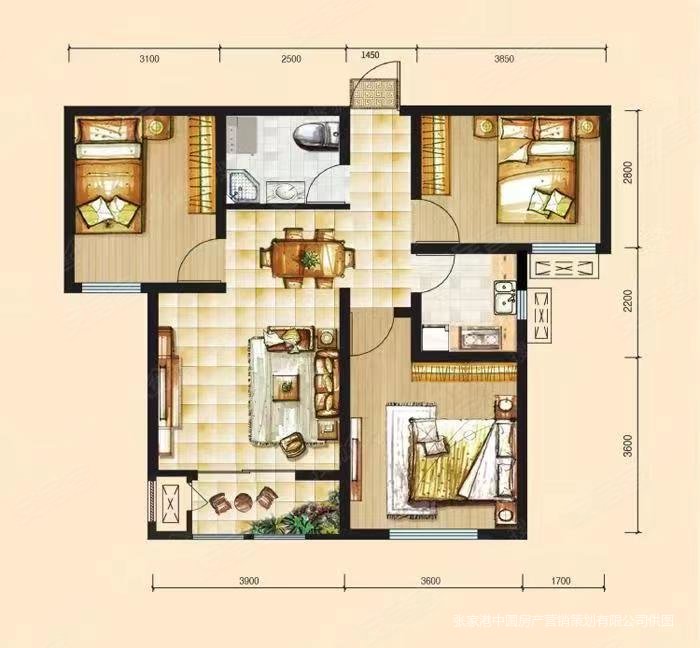 长江新城花园4室2厅2卫162.56㎡南178万