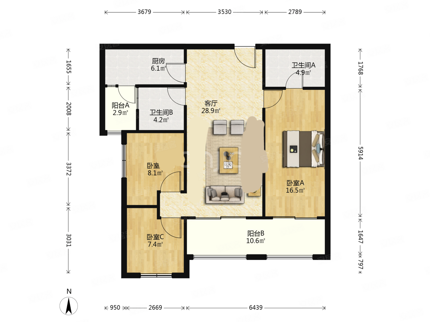 同户型降20万 精装修3房2卫带大阳台 带车位,俊发城郁金苑二手房,155