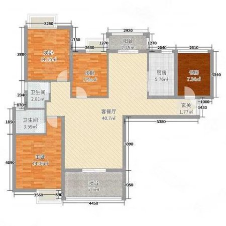 隆盛华府4室2厅2卫130㎡南北48万