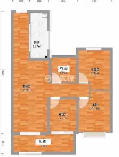 京师学院山3室2厅1卫100.7㎡南105万