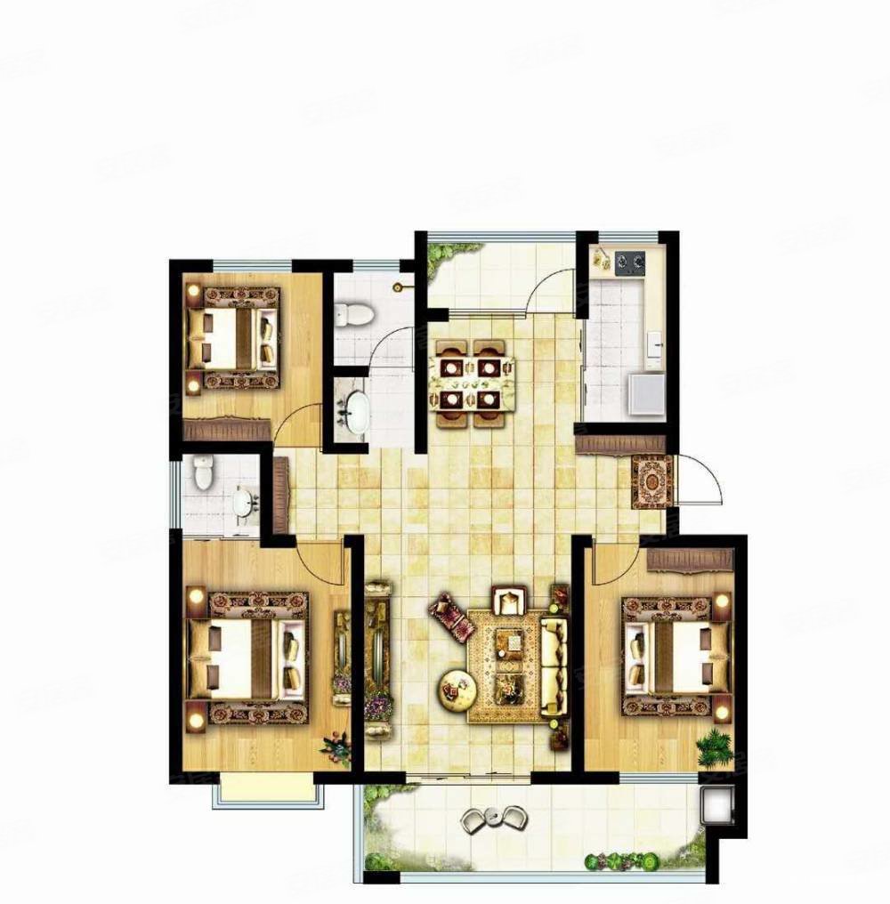 花园小区 景城花园128平精装修短住 南北通透 双气开通