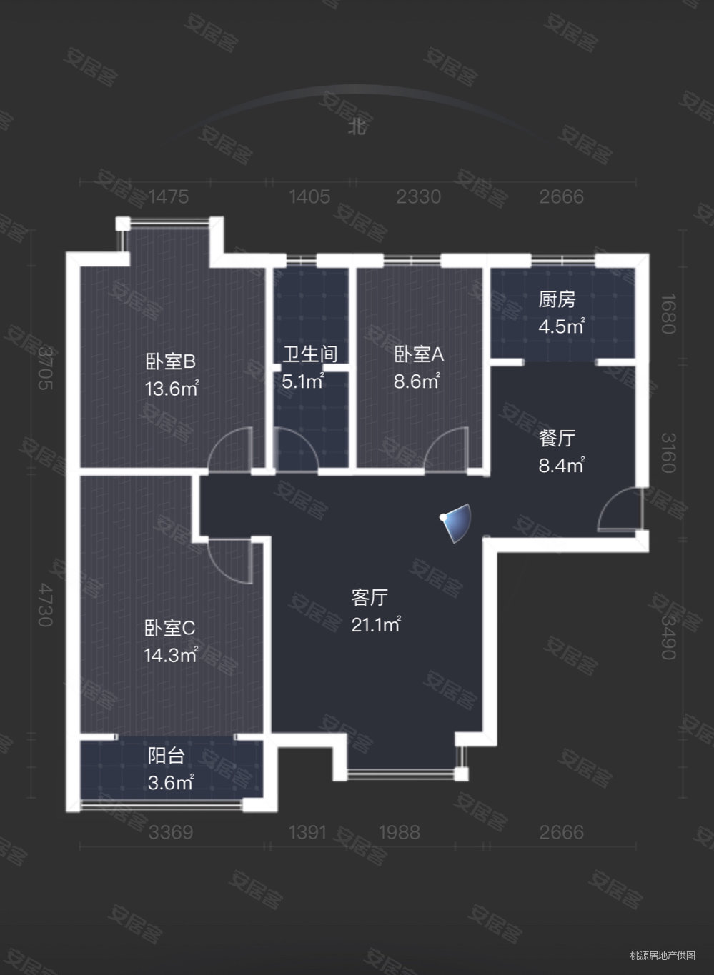 西安航天城(A区)3室2厅1卫110.69㎡南144万