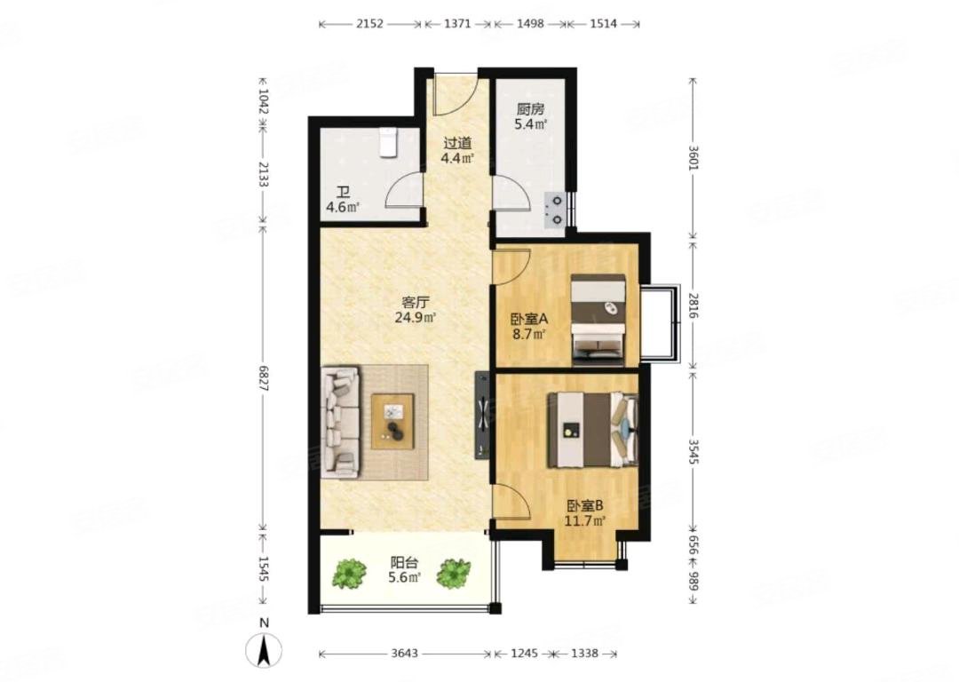 瑞城b区2室2厅1卫88,金谈固国瑞城b区二手房,150万,2室2厅,1卫,87.