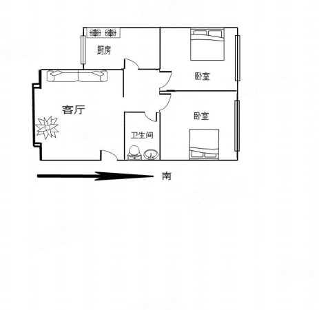 汇珅园2室1厅1卫70㎡南北65万