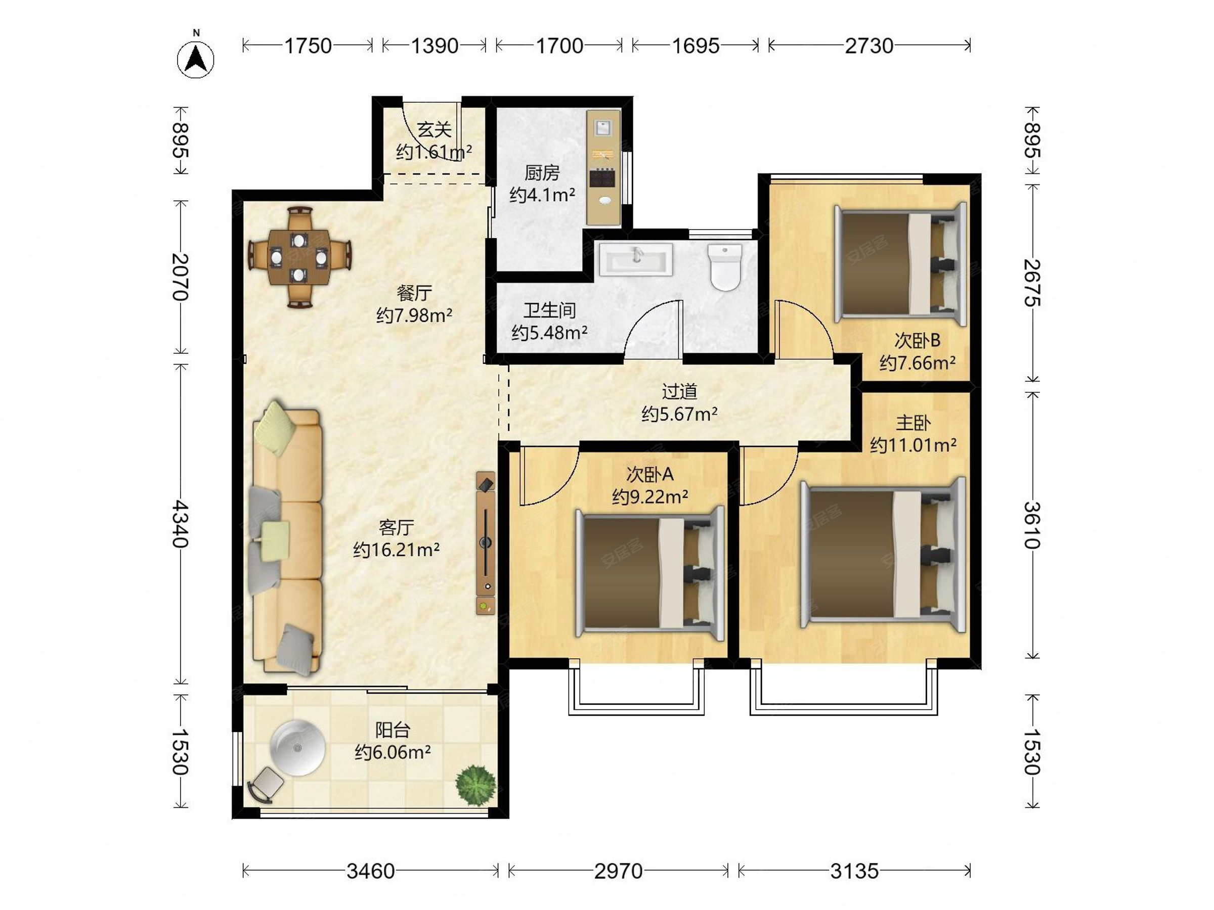 装修电梯 地铁口 三开间朝南看房方便,颐瓃园三期二手房,228万,3室2厅
