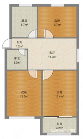 金色阳光3室2厅1卫127.81㎡南北78.6万