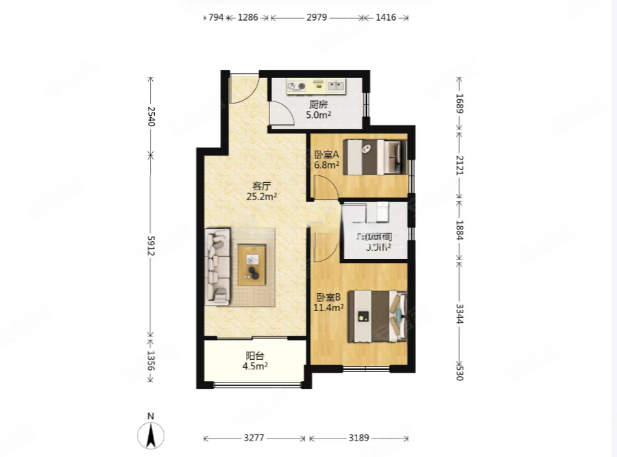 亲水湾花园近地铁中间楼层采光好出行方便满二