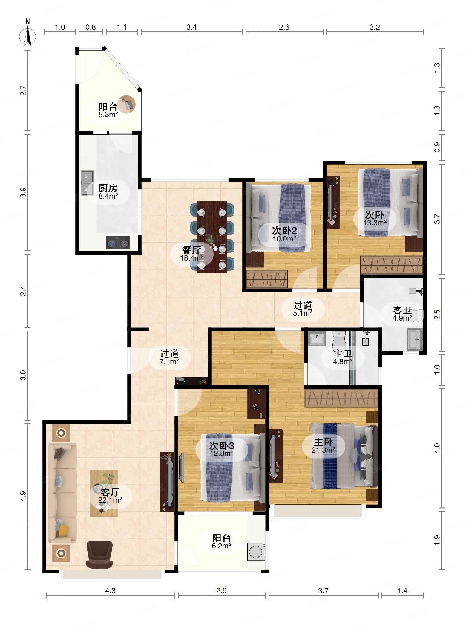 恒大绿洲御景苑六期地铁精装4室2厅2卫1阳台