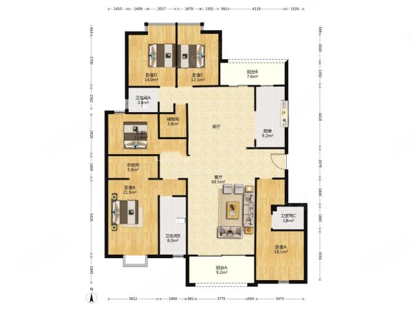 时代俊园逸园,大平层,  楼层,五房,近地铁,价格还可以谈