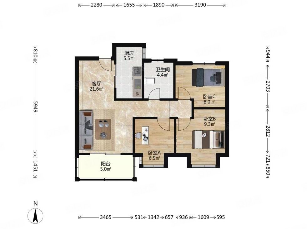 保利堂悦南部新城小三房视野采光好低总价次新未住