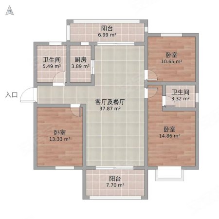 紫宁家园(东区)3室2厅1卫146㎡南北155万