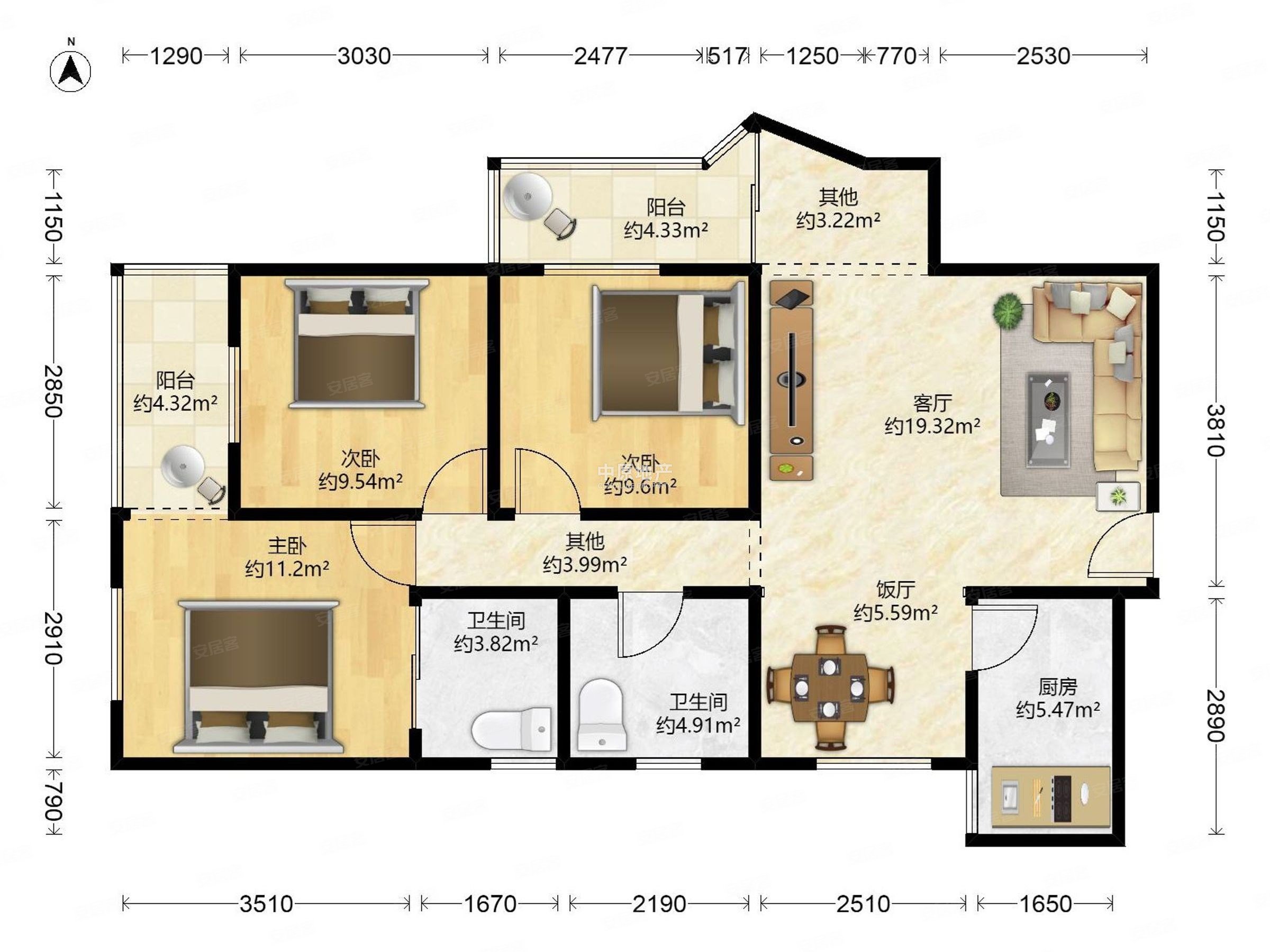 珠江花园精装修户型方正交通便利南北通透