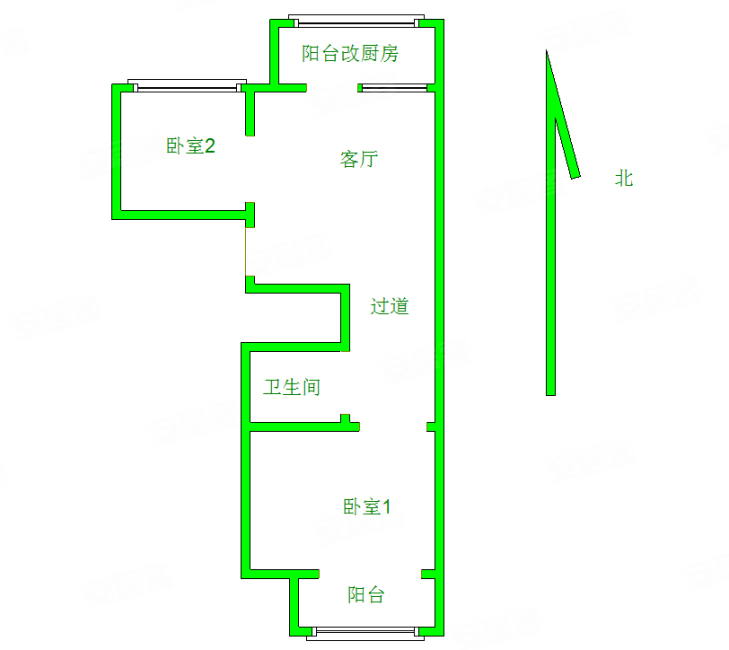 新福方里2室1厅1卫67.58㎡南北345万