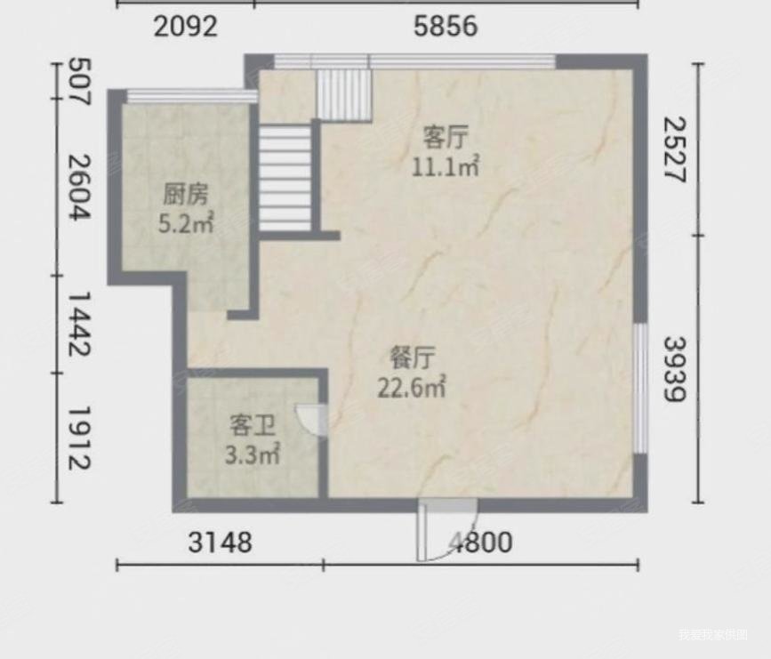 中海万锦城二期2室2厅2卫67.18㎡南北340万