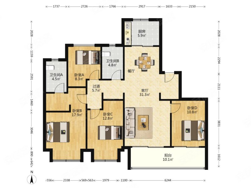 荣安文澜望庄二手房,582万,4室2厅,2卫,150平米-宁波安居客