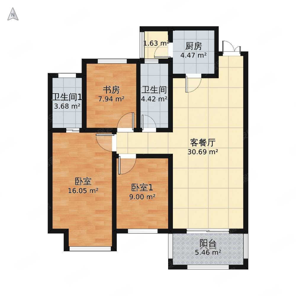凯旋华府3室2厅2卫141㎡南北60万