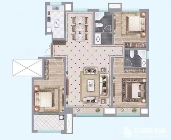 众成鑫岛佳苑3室2厅2卫133㎡南北93万