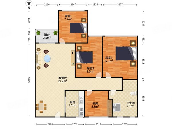 【多图】陶润懿峰,观澜租房,竹村地铁口精装4房,装修保养好,近公园