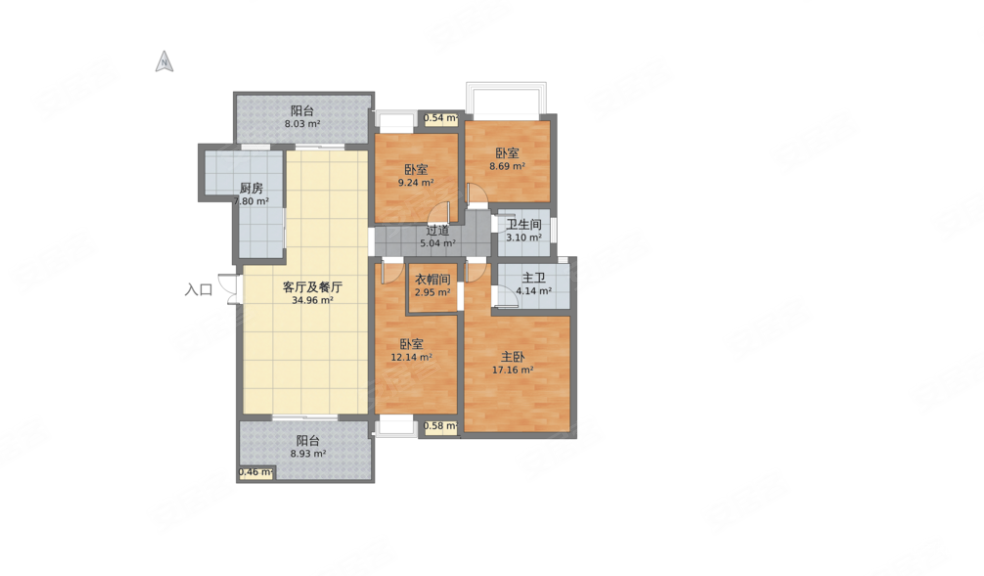 龙泉华庭3室2厅2卫127㎡南北111万