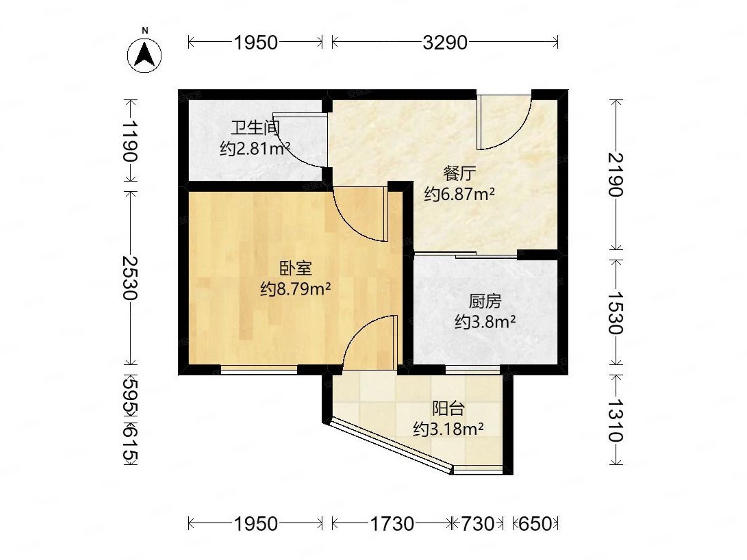 星河御城阳面正规一室一厅民水民电天然气地暖