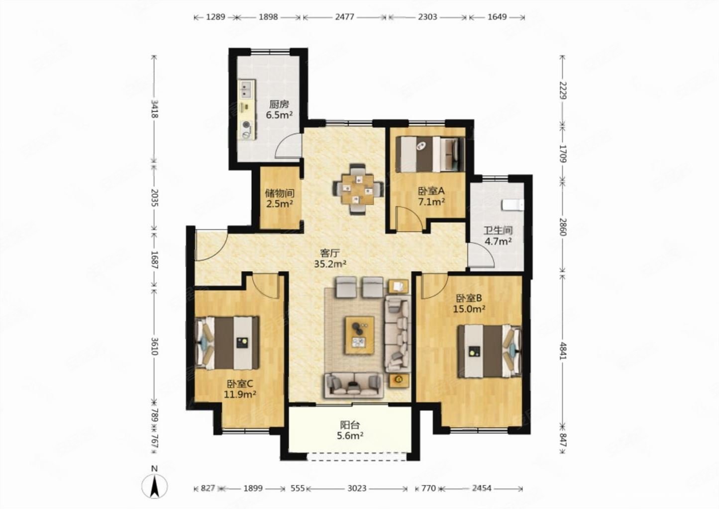 美的时代城洋房,飞机户型 精装修 中间楼层,采光很好