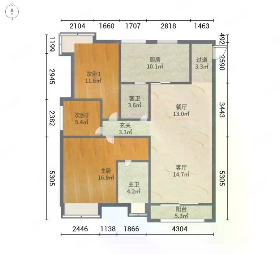 可按揭,约克郡汀兰二手房,191万,3室2厅,2卫,108.53平米-重庆安居客