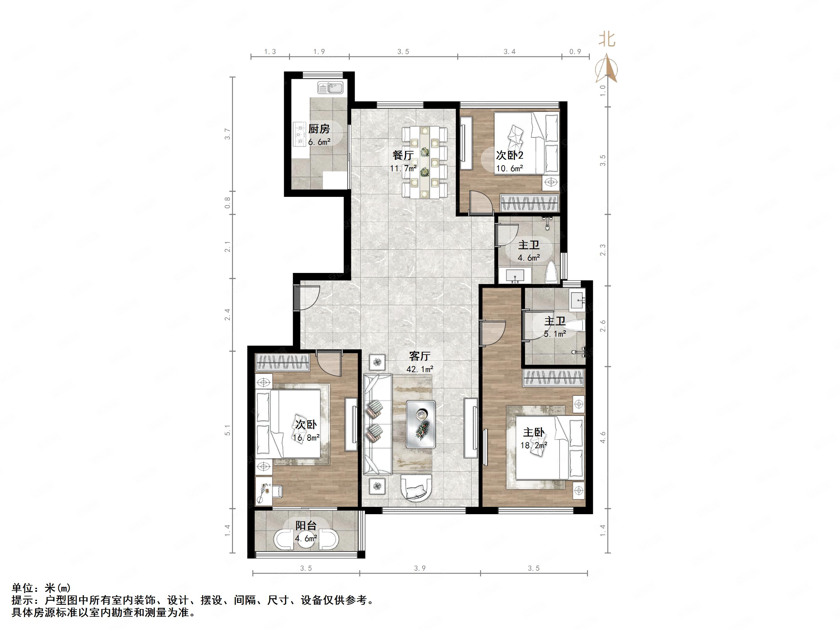 丽景苑3室2厅2卫153㎡南北285万
