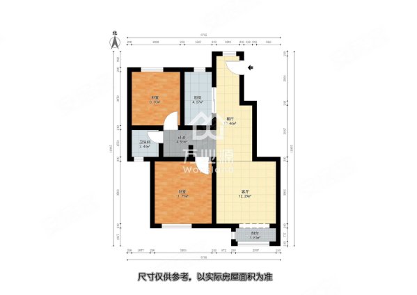 众美青城2室2厅1卫87.23㎡南北139万