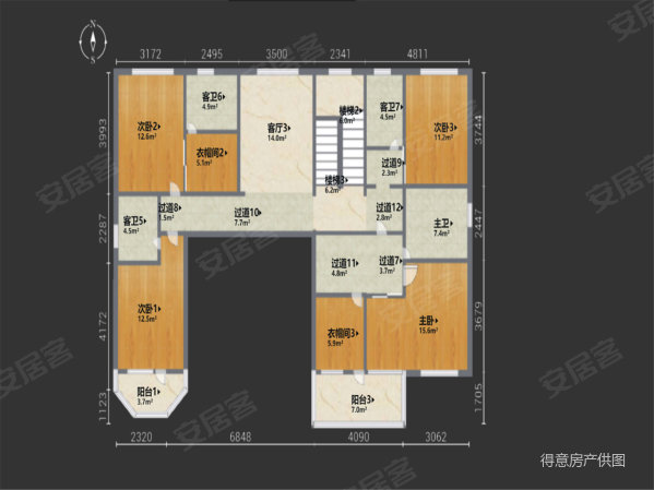 绿茵花园别墅5室3厅5卫194.8㎡南北770万