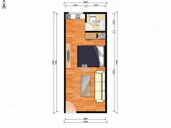 北京海淀温泉水岸家园水岸家园 1室1厅1卫 4200.0元 电梯房 45.