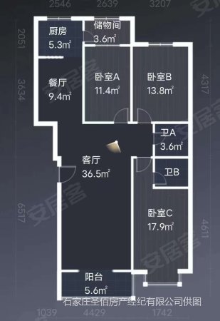 晶都花苑3室2厅2卫139㎡南北160万