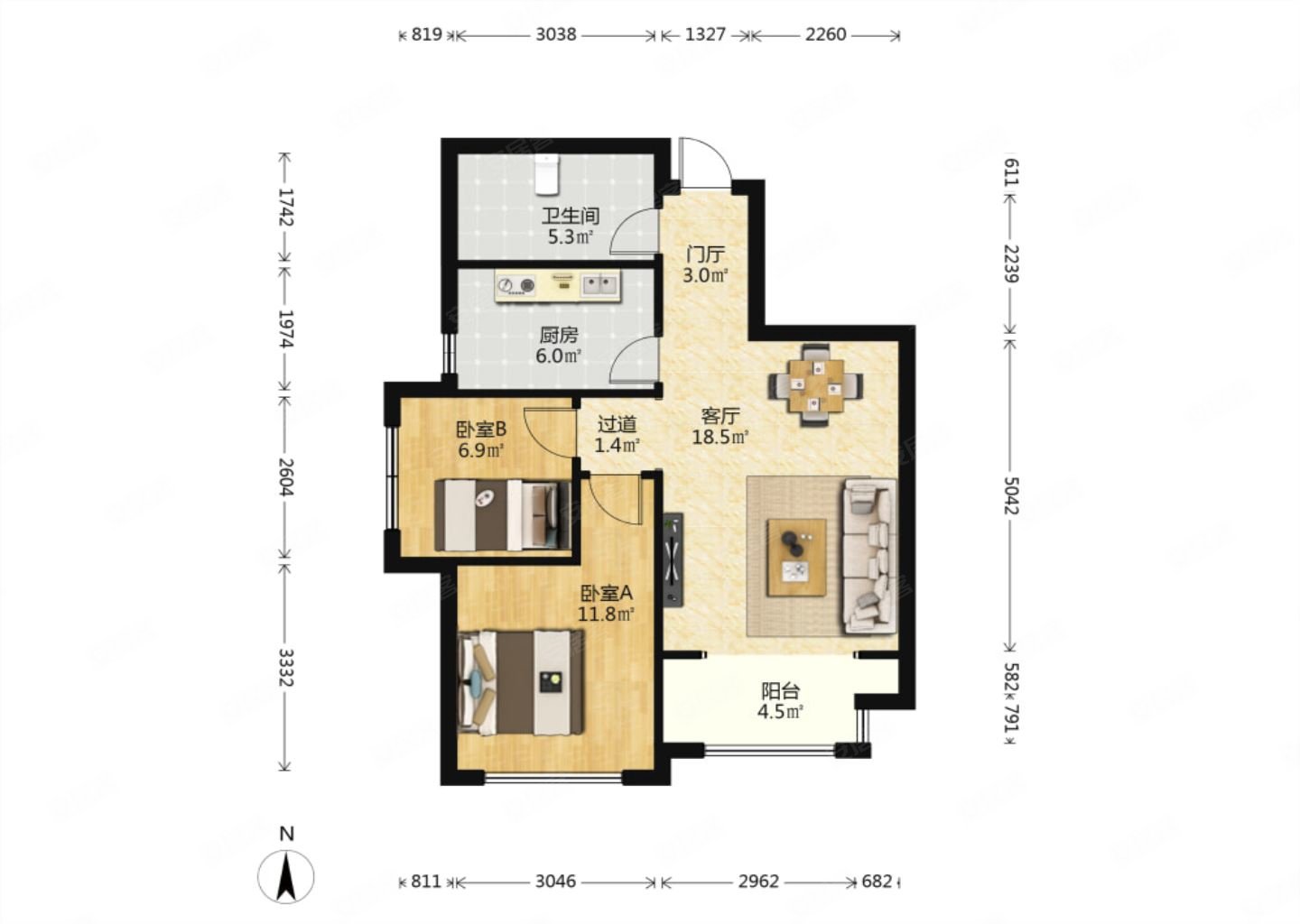 阳光揽胜 两居 性价比 好楼层 6层
