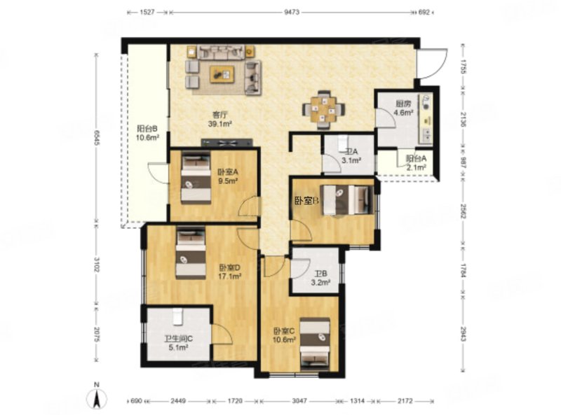 喜欢都可坐下来谈,东原璞阅二手房,180万,4室2厅,3卫,143平米-昆明