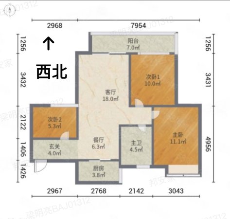 旭日印象3室2厅1卫83㎡东南69万