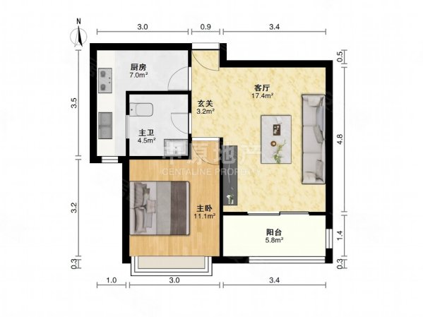 君莲新城中城苑1室1厅1卫61.37㎡南268万