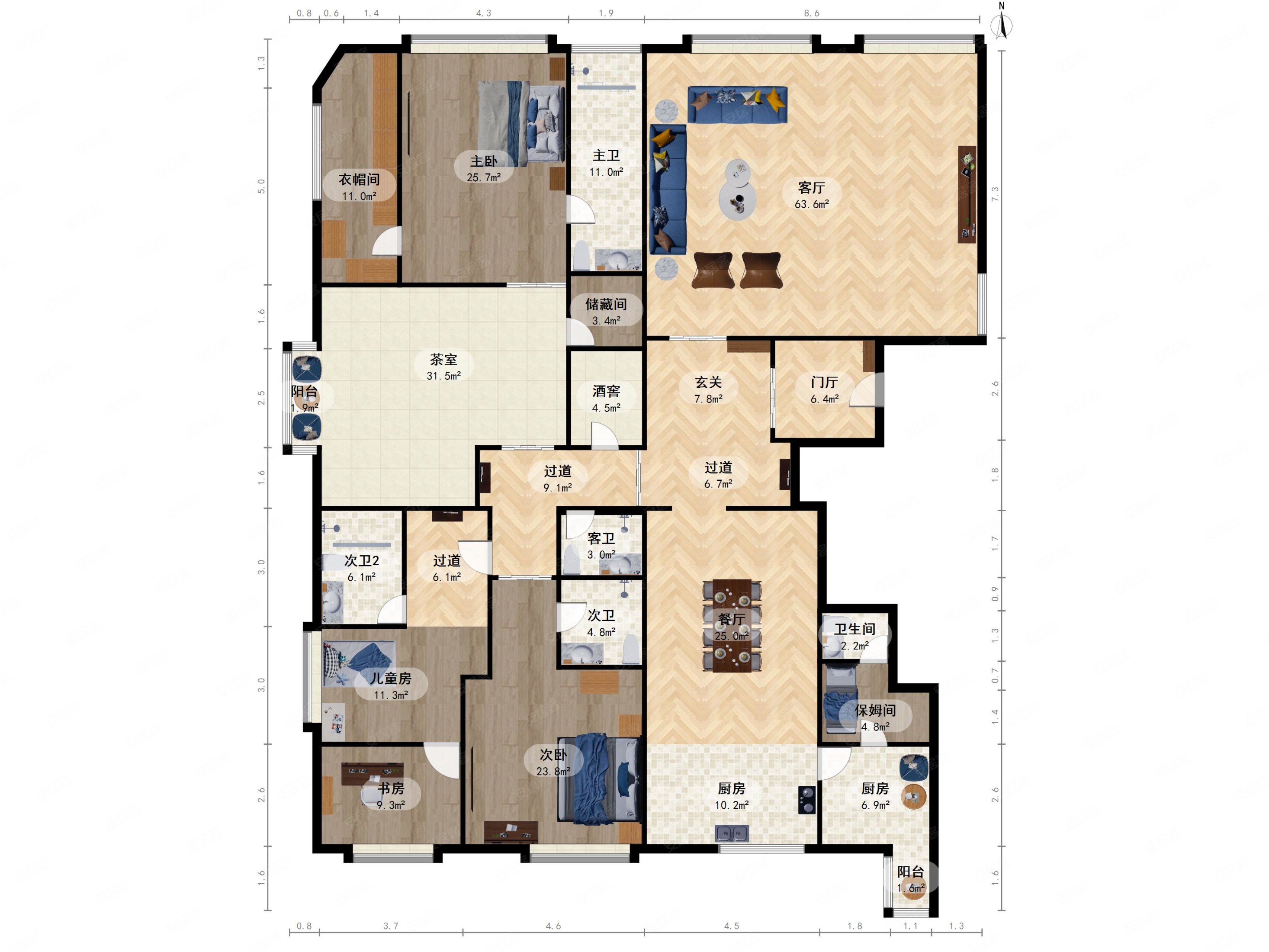 缘溪堂4室2厅5卫两房朝南客厅带阳台
