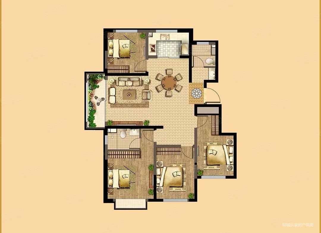 中央首府4室2厅2卫143㎡南95万