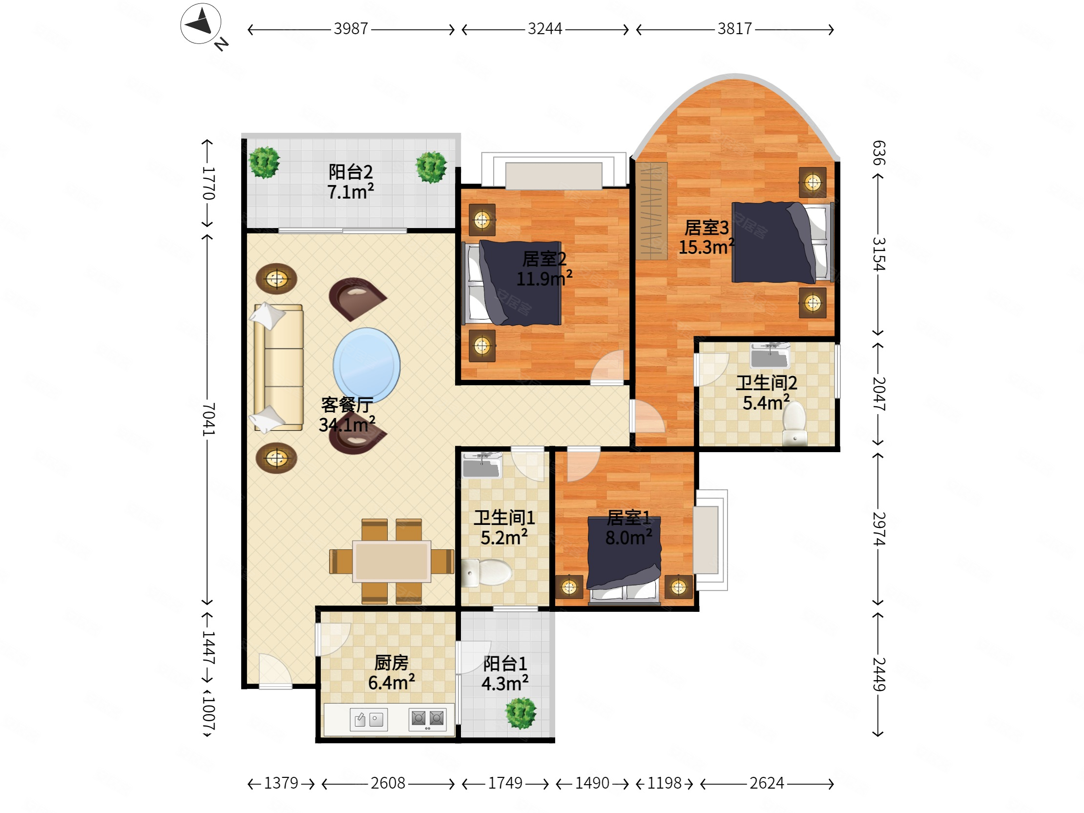 第三金碧花园 正南朝向 中间楼层采光好 商业配套成熟