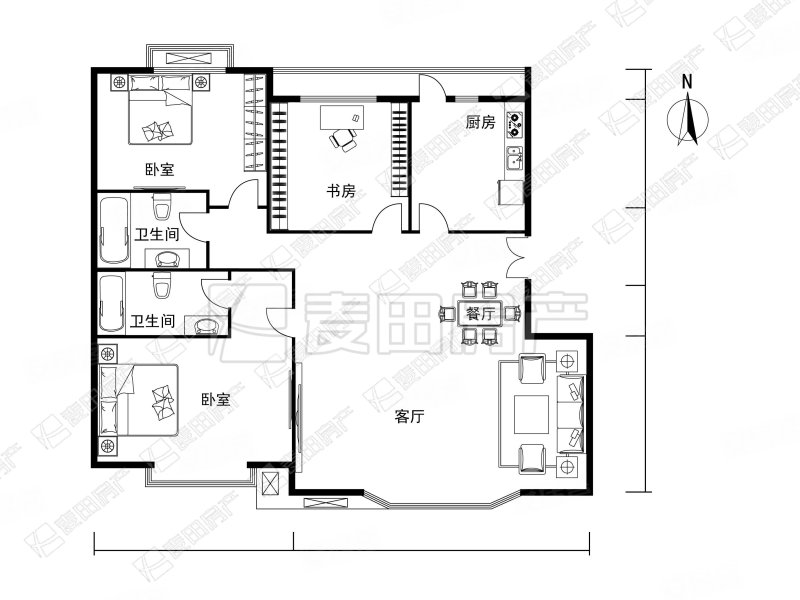 金港国际3室2厅2卫150.56㎡南北1199万